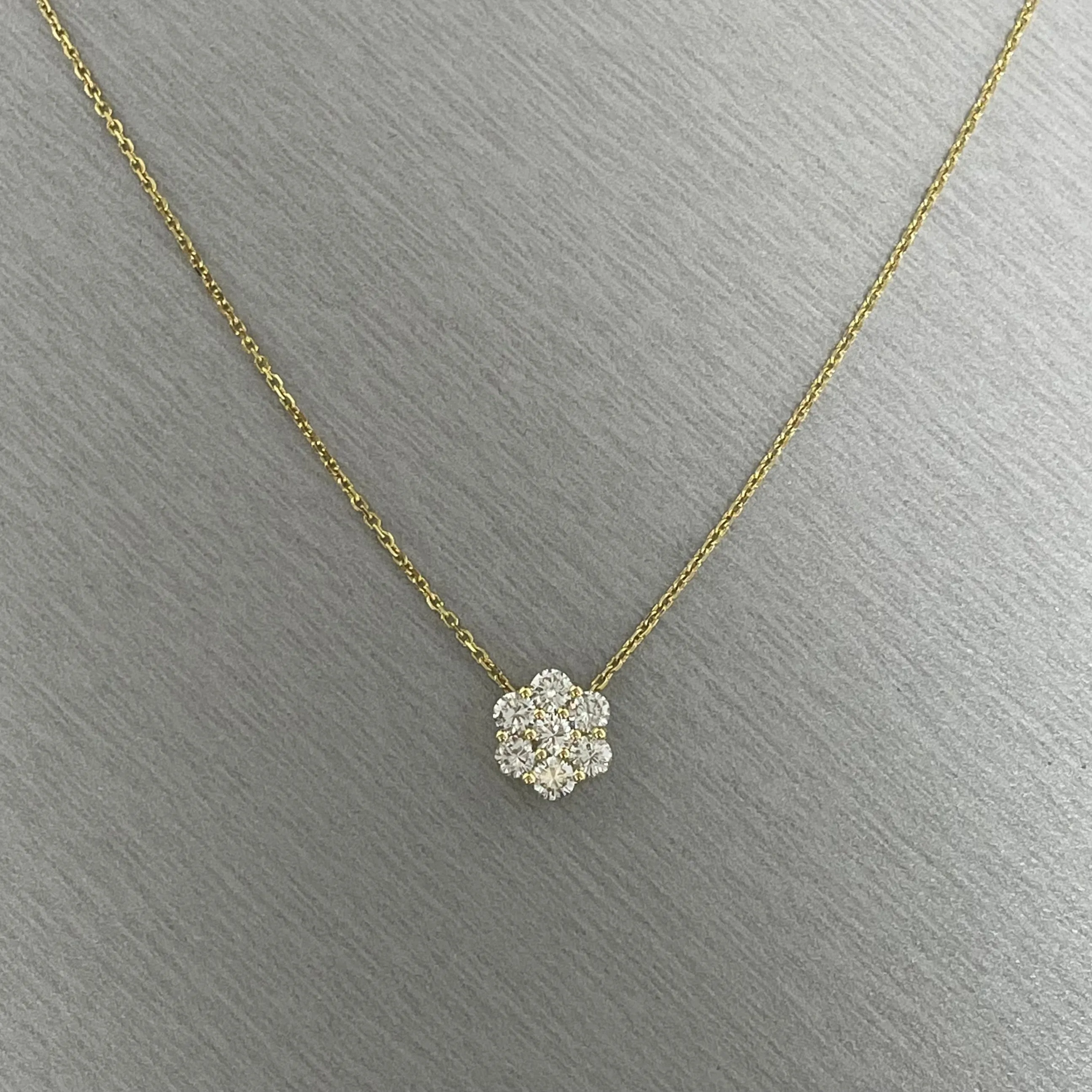 Flower Cluster Diamond Pendant (0.71 ct Diamonds) in Yellow Gold