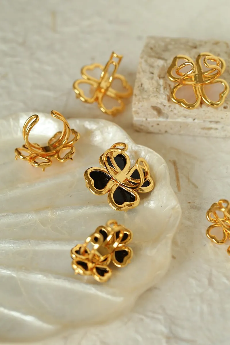 Four-leaf Clover Single Flower Rings