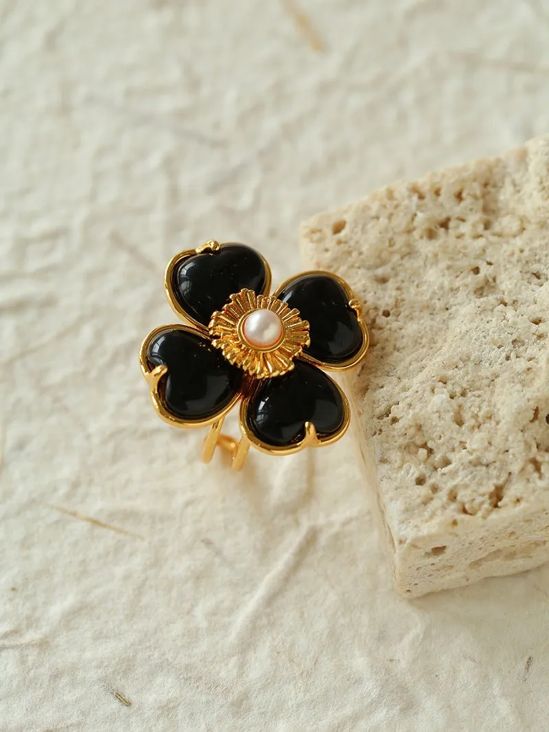 Four-leaf Clover Single Flower Rings