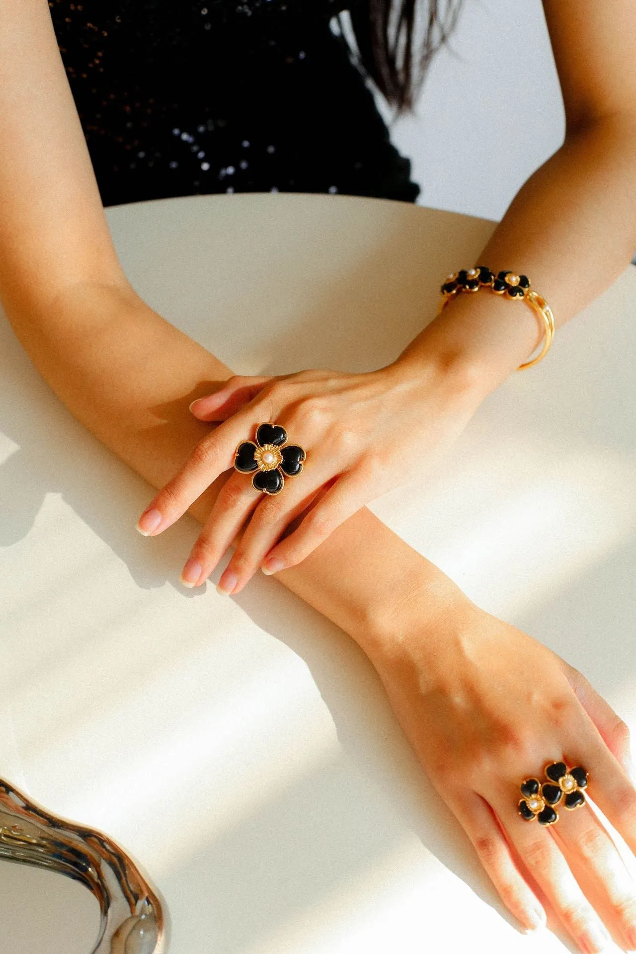 Four-leaf Clover Single Flower Rings