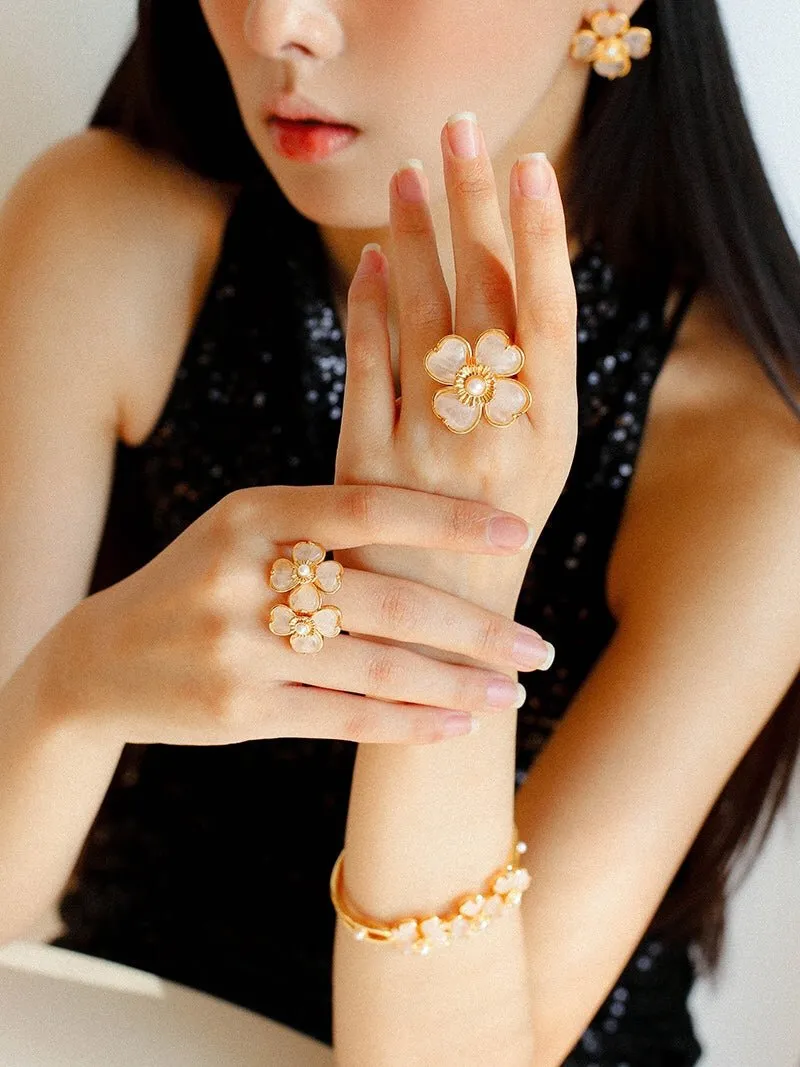 Four-leaf Clover Single Flower Rings