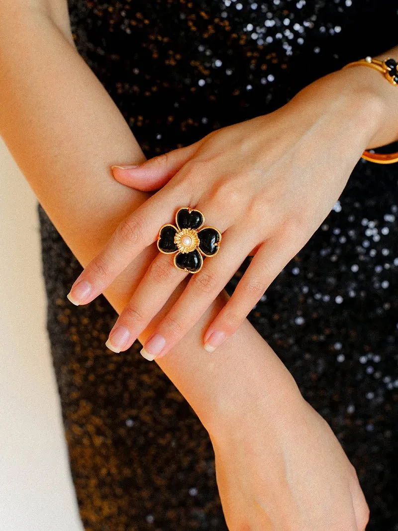 Four-leaf Clover Single Flower Rings