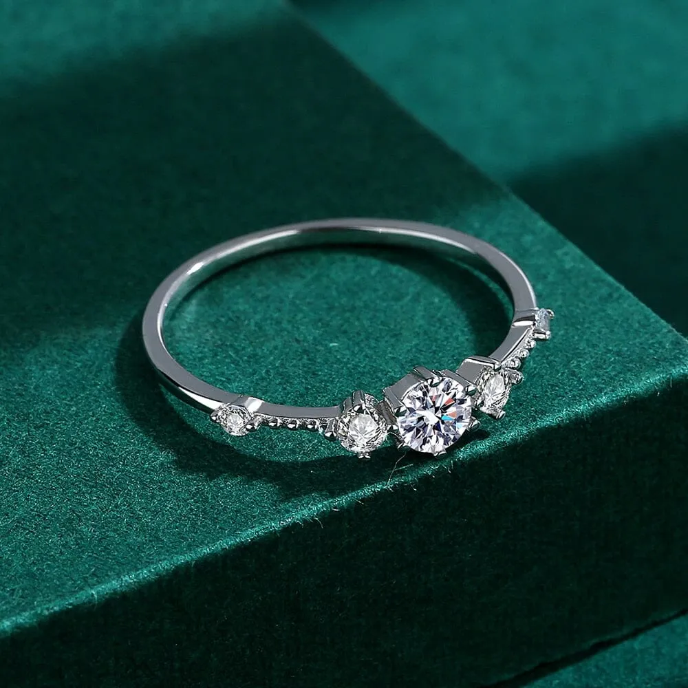 Four-Prong Diamond Silver Ring