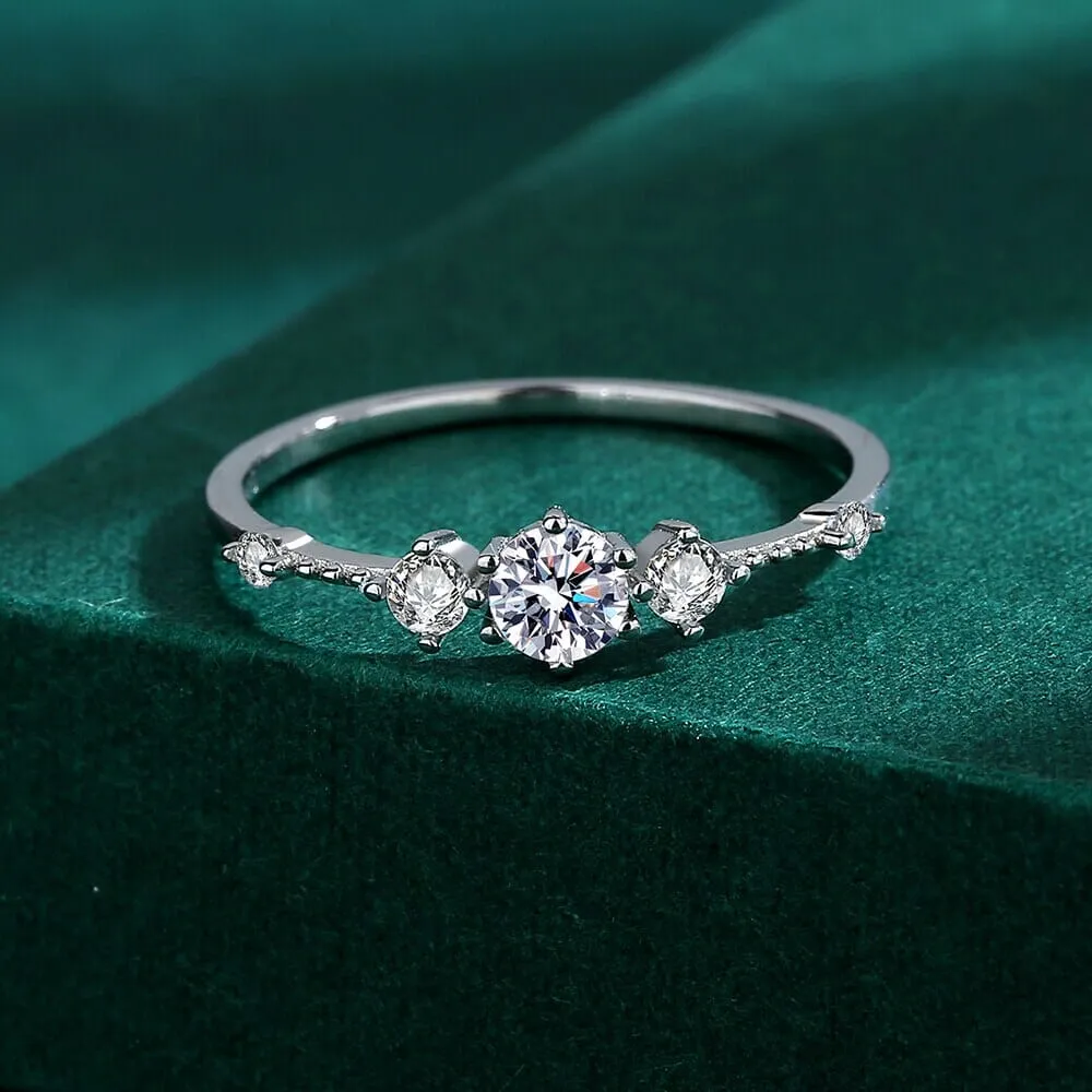 Four-Prong Diamond Silver Ring