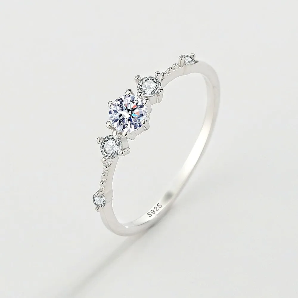 Four-Prong Diamond Silver Ring