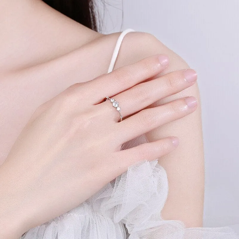 Four-Prong Diamond Silver Ring