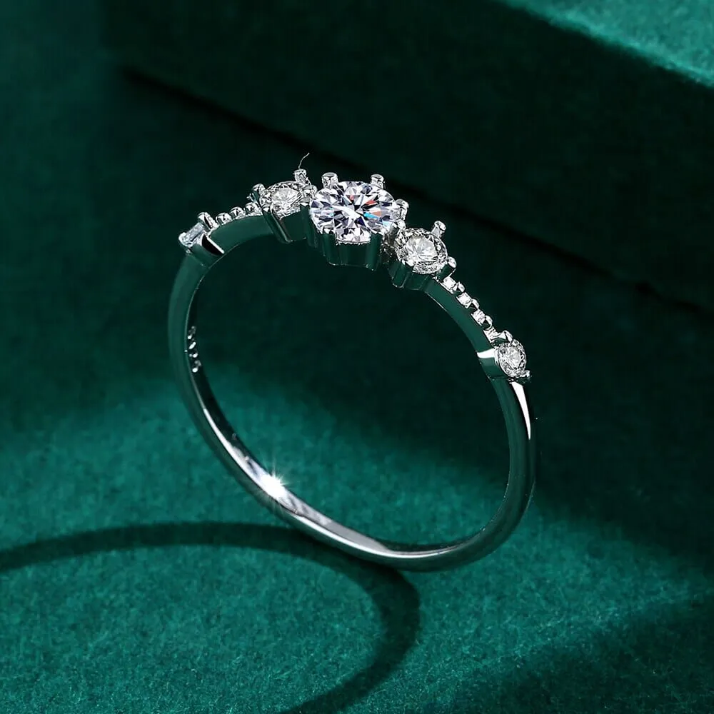 Four-Prong Diamond Silver Ring