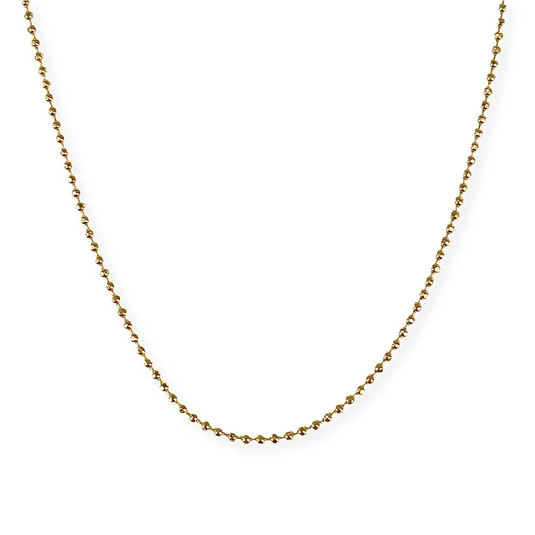 Gold Filled Diamond Cut Beaded Ball 1mm Chain Necklace