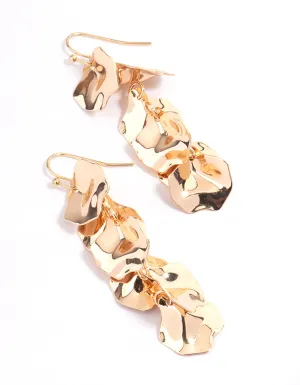 Gold Mini Petal Cluster Drop Earrings