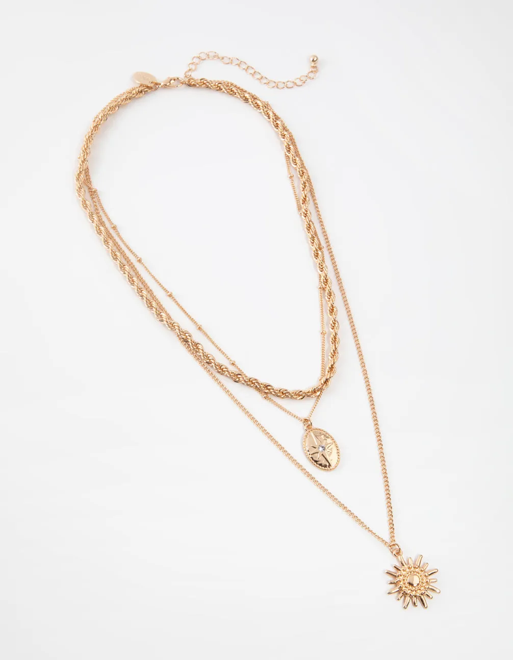 Gold Short 3-Row Sun Necklace