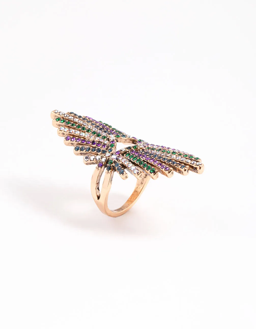 Gold Statement Spray Diamante Ring