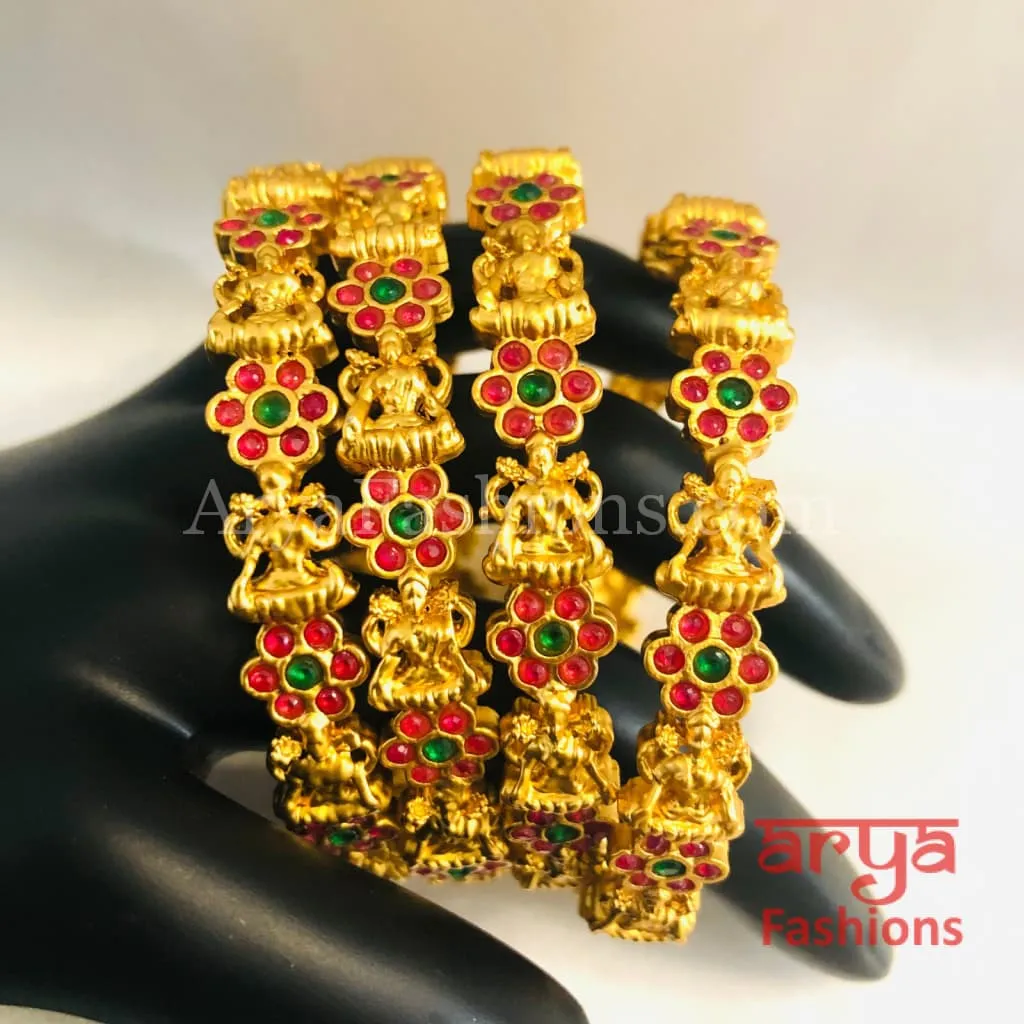 Golden Multicolor Bangles/ Temple Jewelry/ Golden Jadau Bangles