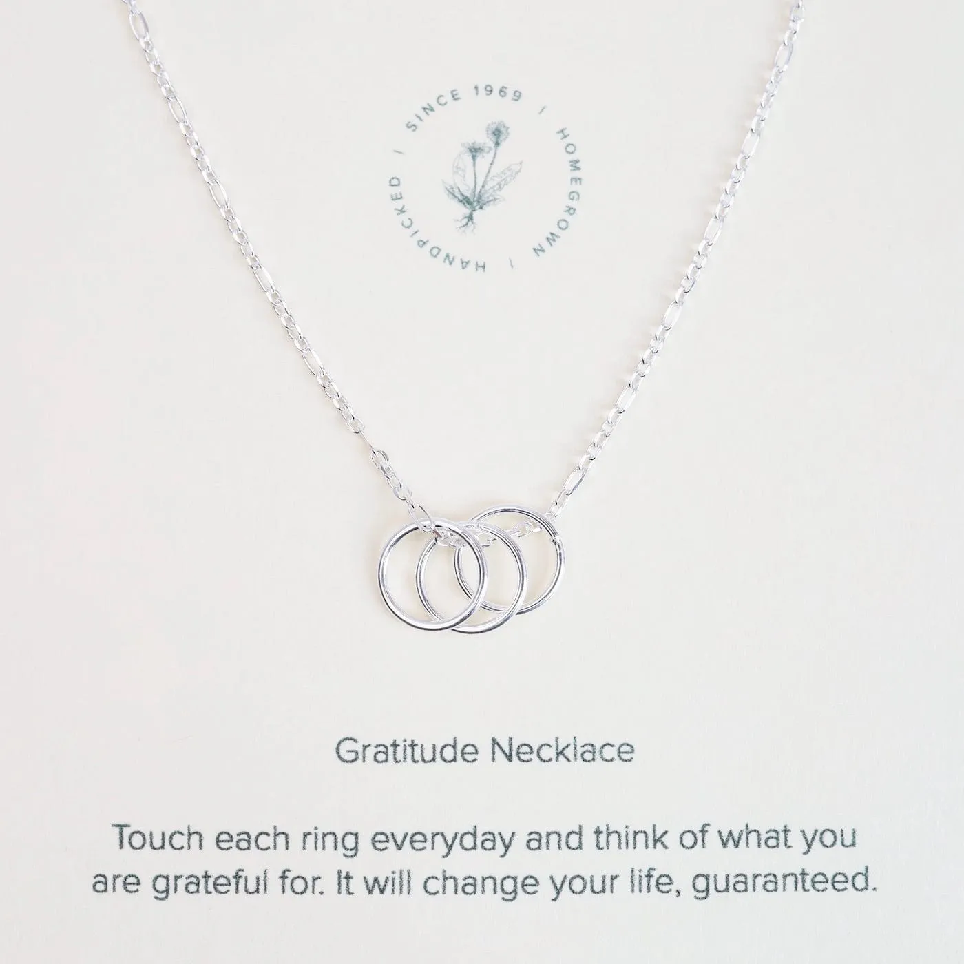 Gratitude Necklace with Sterling Silver Rings