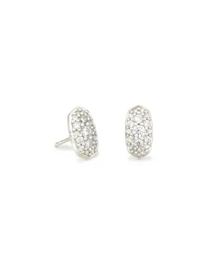 Grayson Crystal Stud Earrings Rhodium Metal White CZ by Kendra Scott