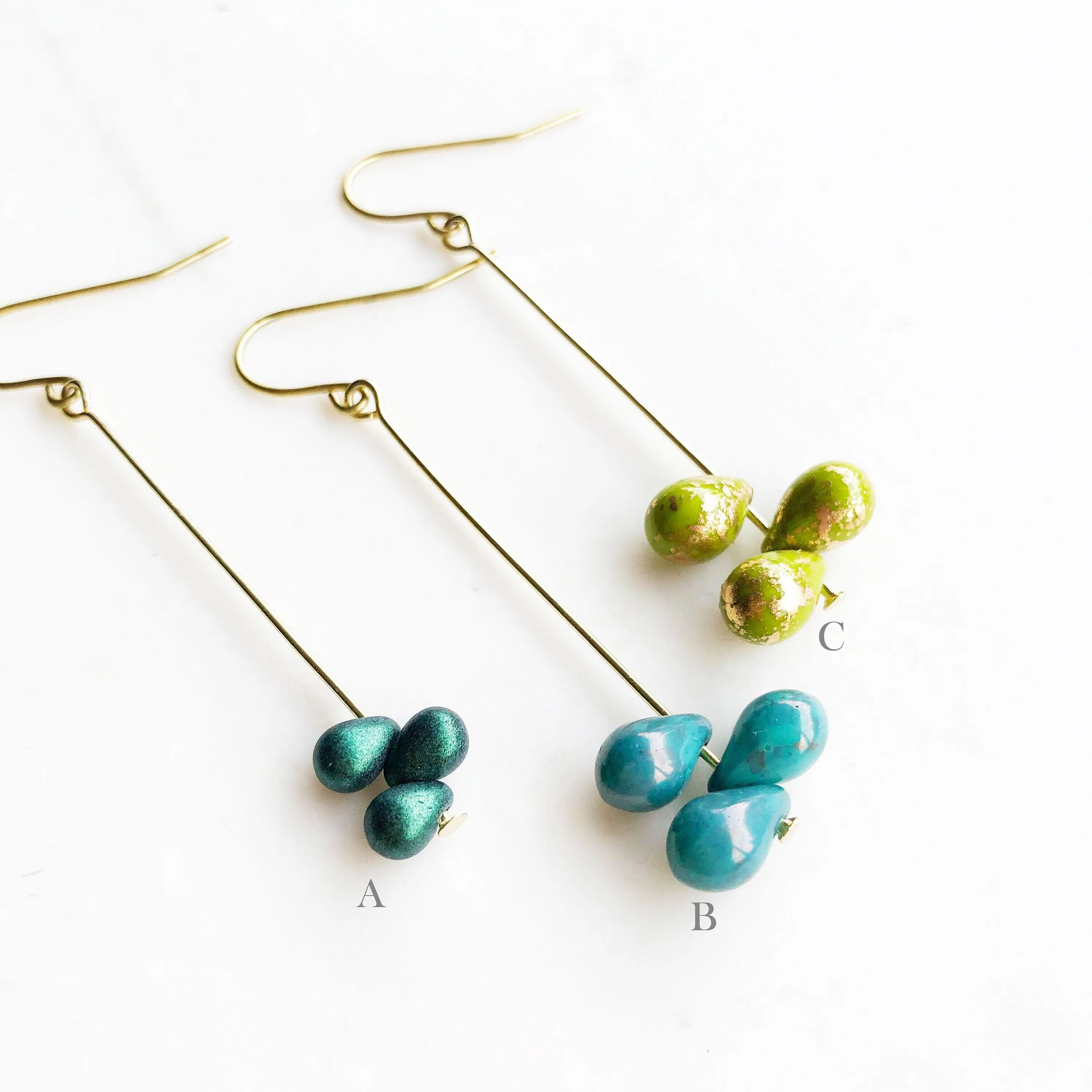 Green and Blue Teardrop Earrings