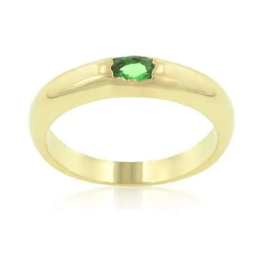 Green Oval Simple Ring