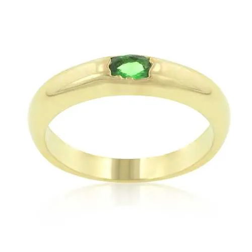 Green Oval Simple Ring