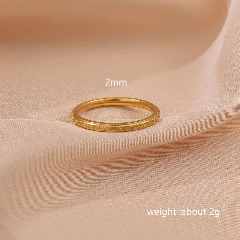 High Quality Titanium Steel Rings Fashion Simple Scrub Sandblast Steel Women's Rings 2mm Width Finger Gift Jewelry Wholesale