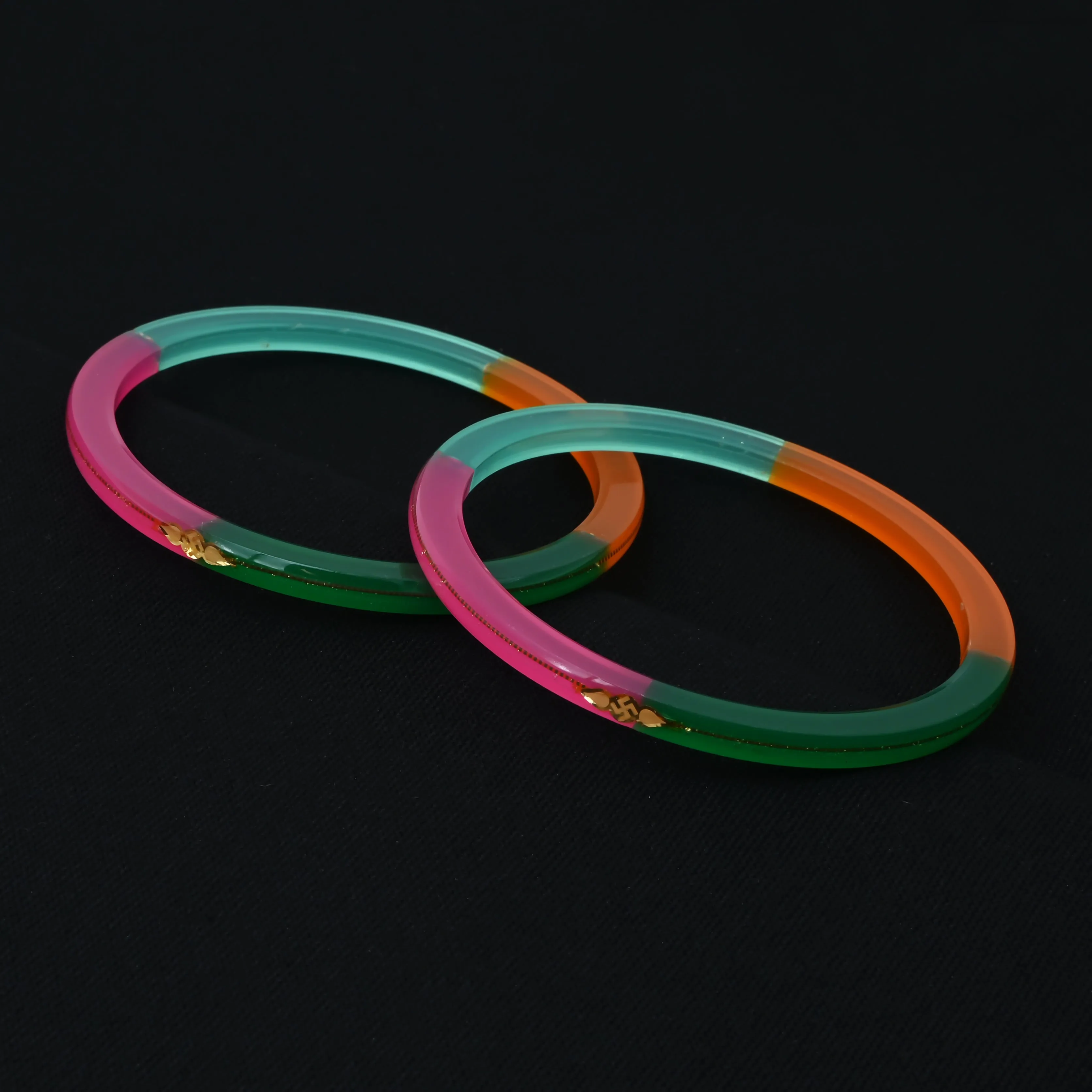 Indian Traditional Lite Shaded Multicolor Gold-Plated Bangles