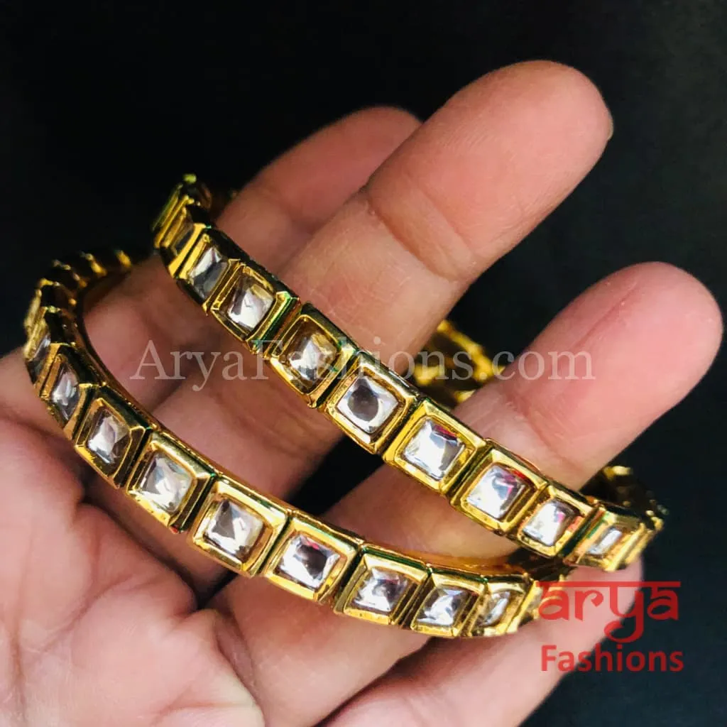 Isra Kundan Golden Traditional Bangles