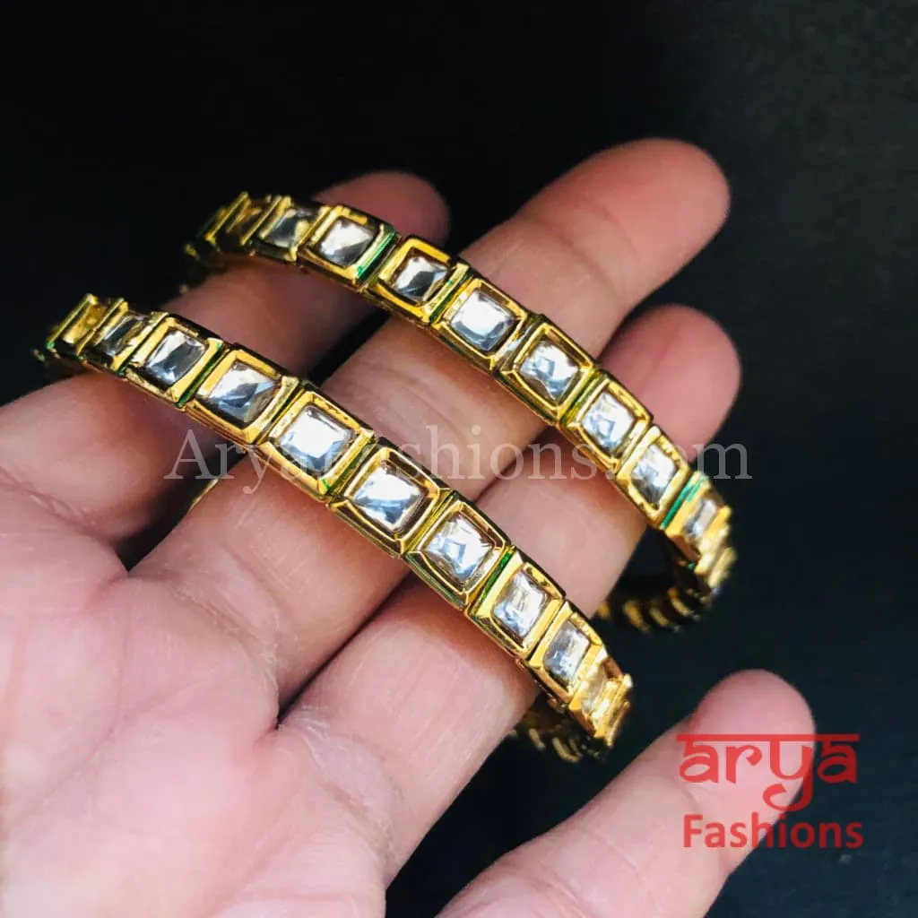 Isra Kundan Golden Traditional Bangles