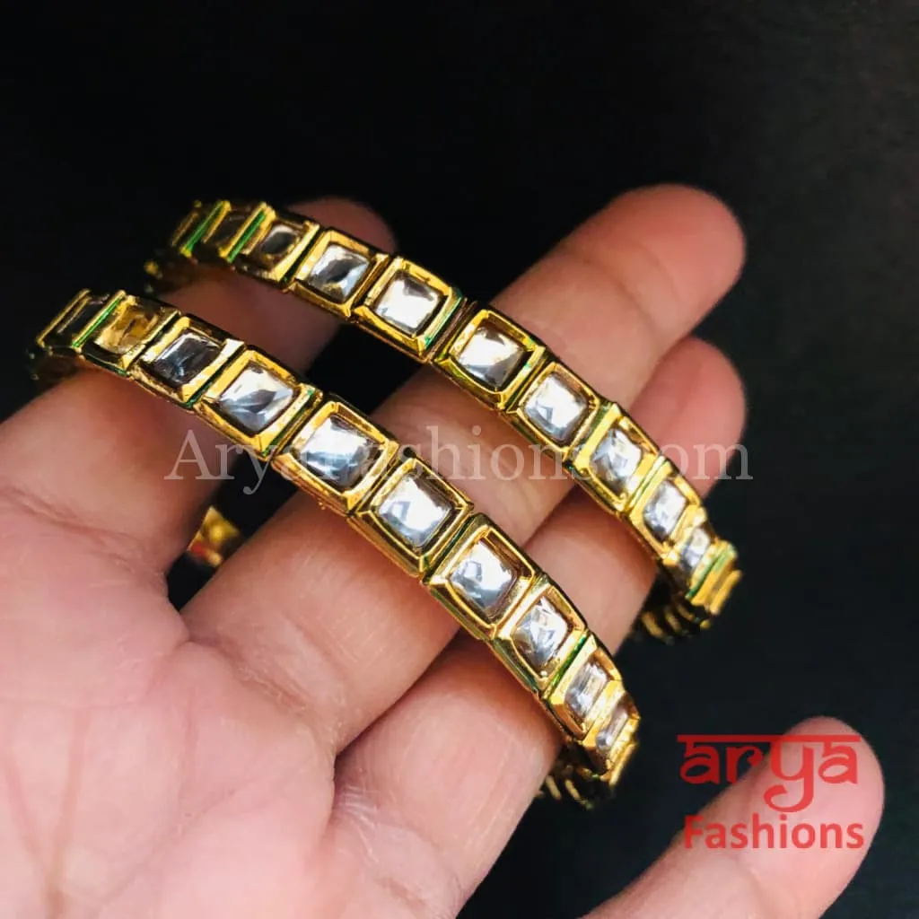 Isra Kundan Golden Traditional Bangles