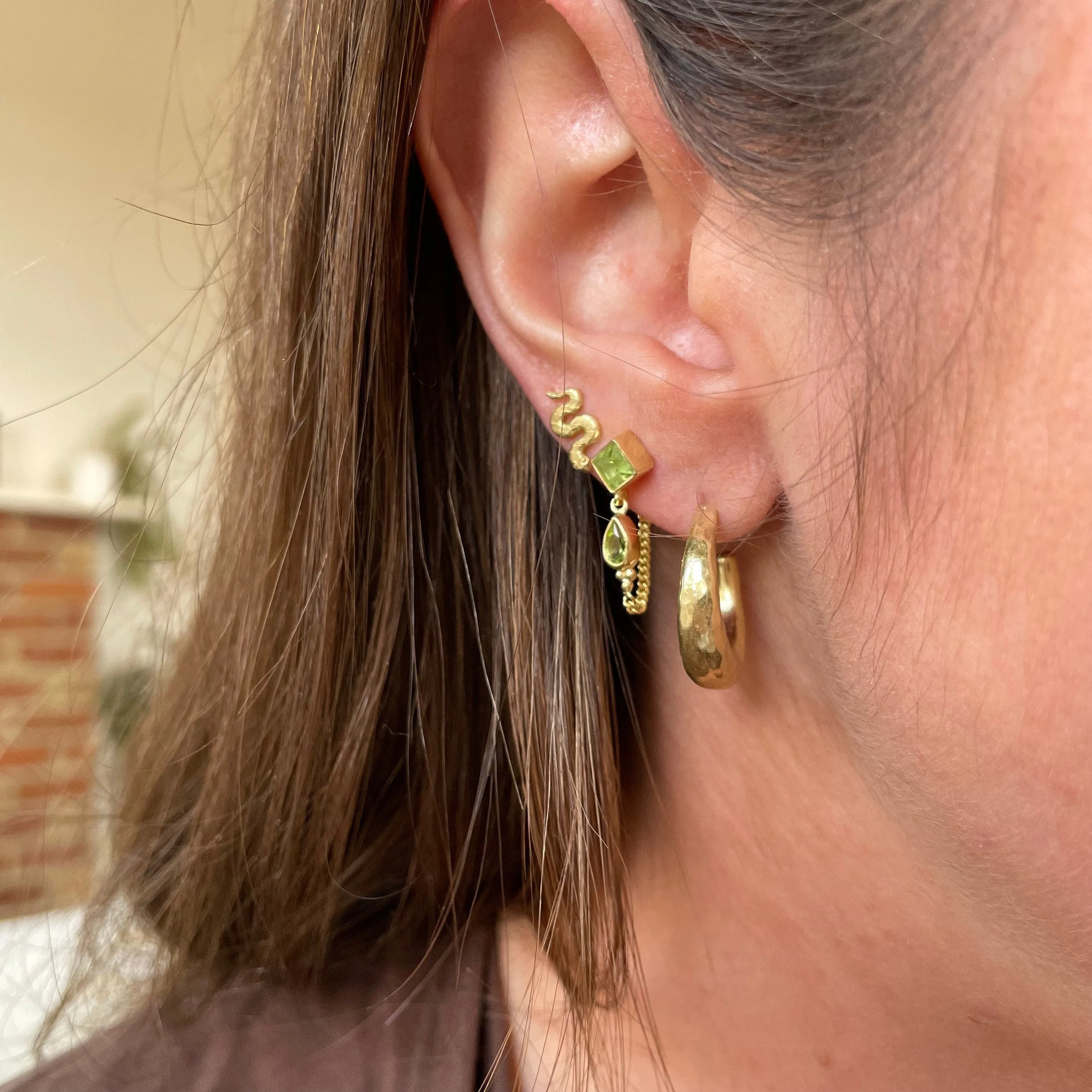 Kalani  Gold Peridot Studs Earrings