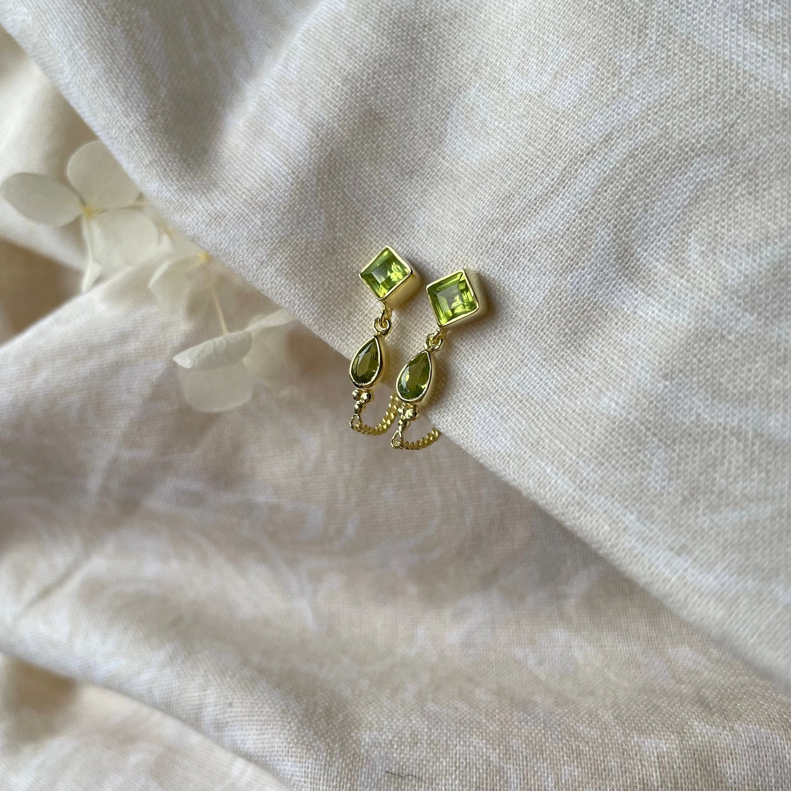 Kalani  Gold Peridot Studs Earrings