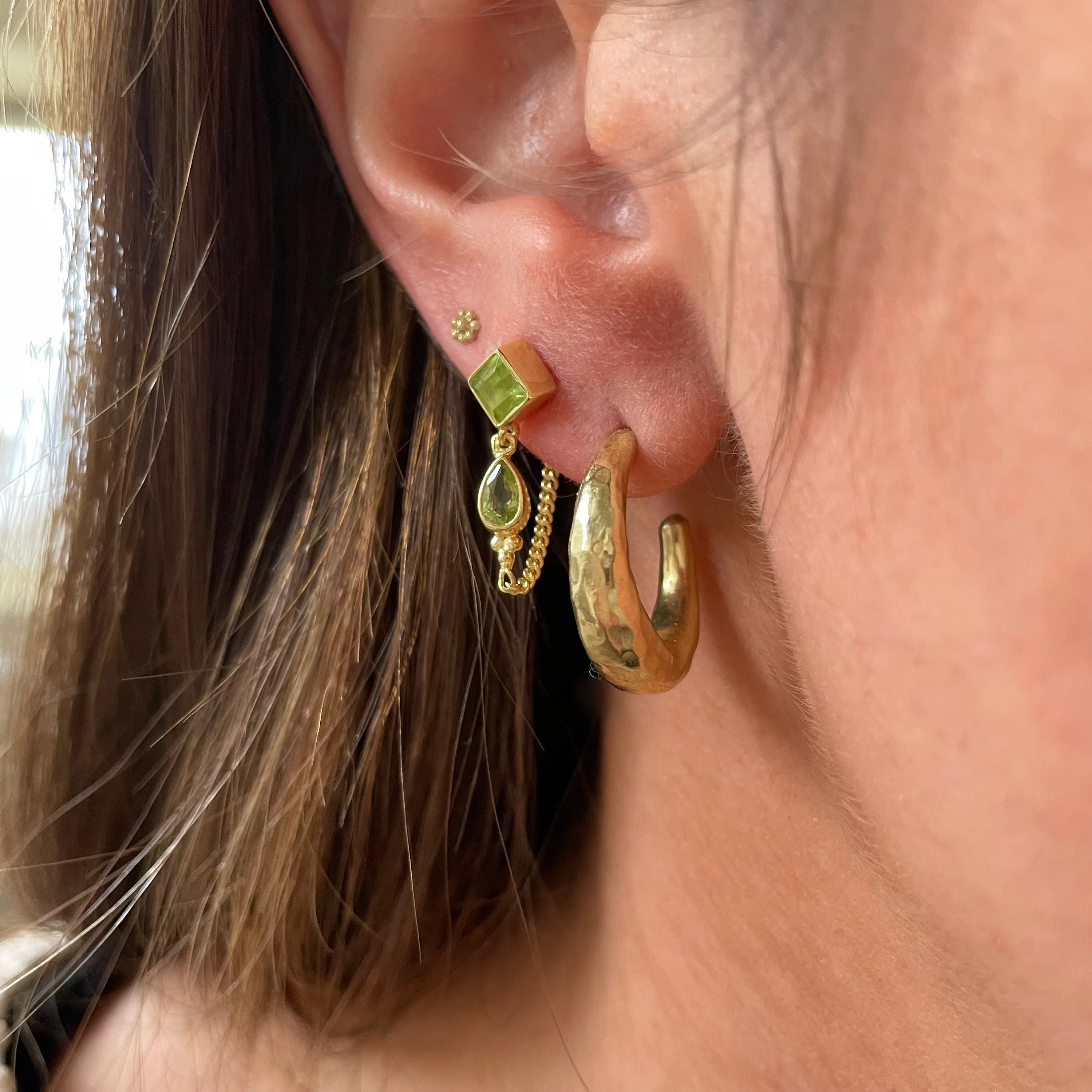 Kalani  Gold Peridot Studs Earrings