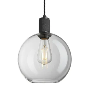 Knurled Glass Globe Pendant Light - 9 Inch - Clear