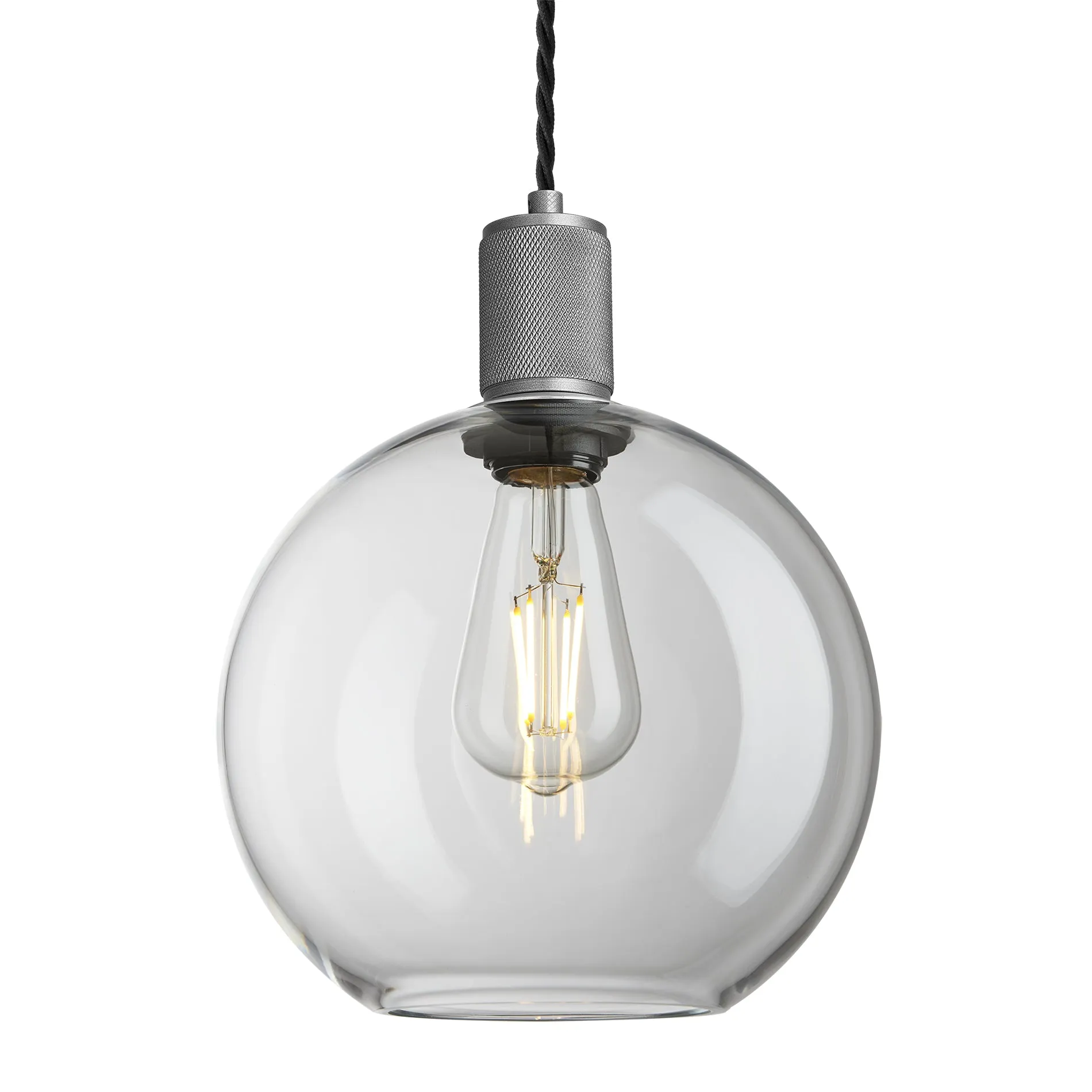 Knurled Glass Globe Pendant Light - 9 Inch - Clear