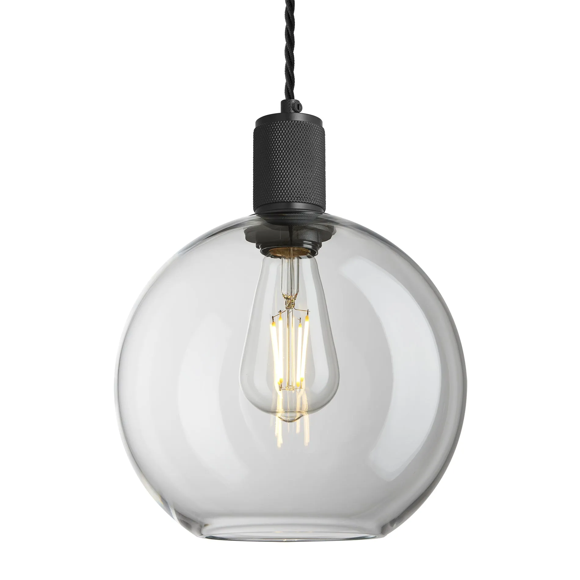 Knurled Glass Globe Pendant Light - 9 Inch - Clear