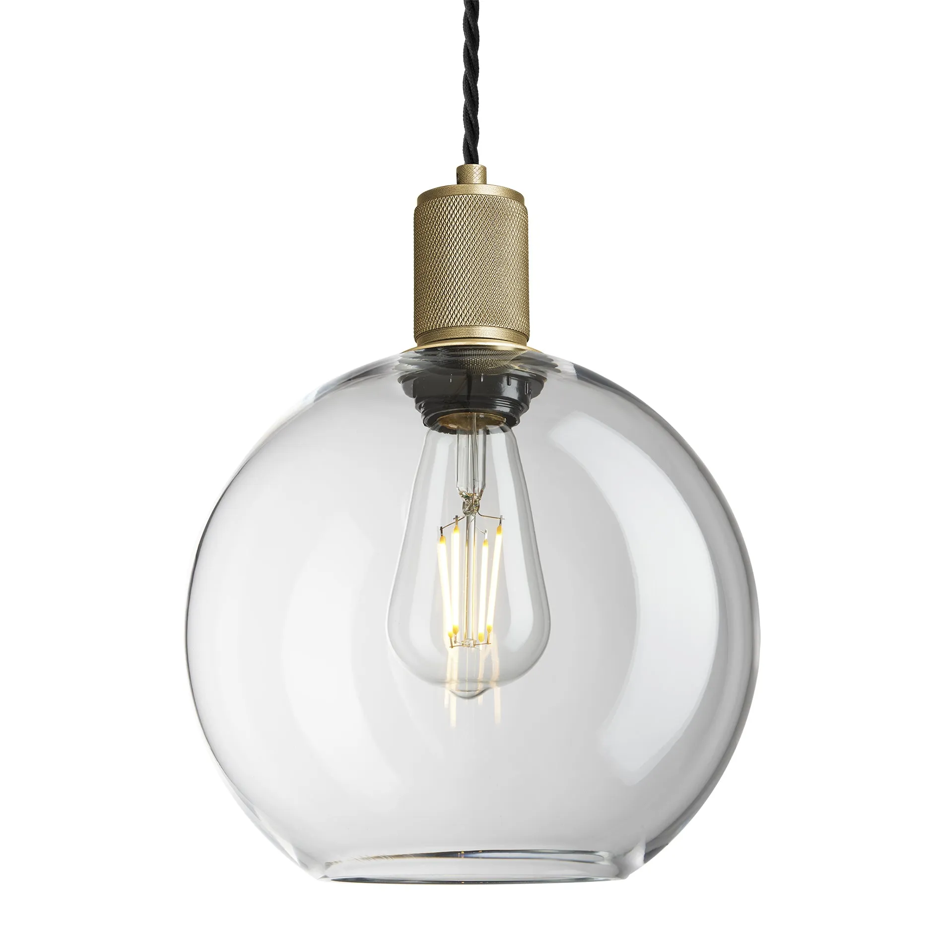 Knurled Glass Globe Pendant Light - 9 Inch - Clear