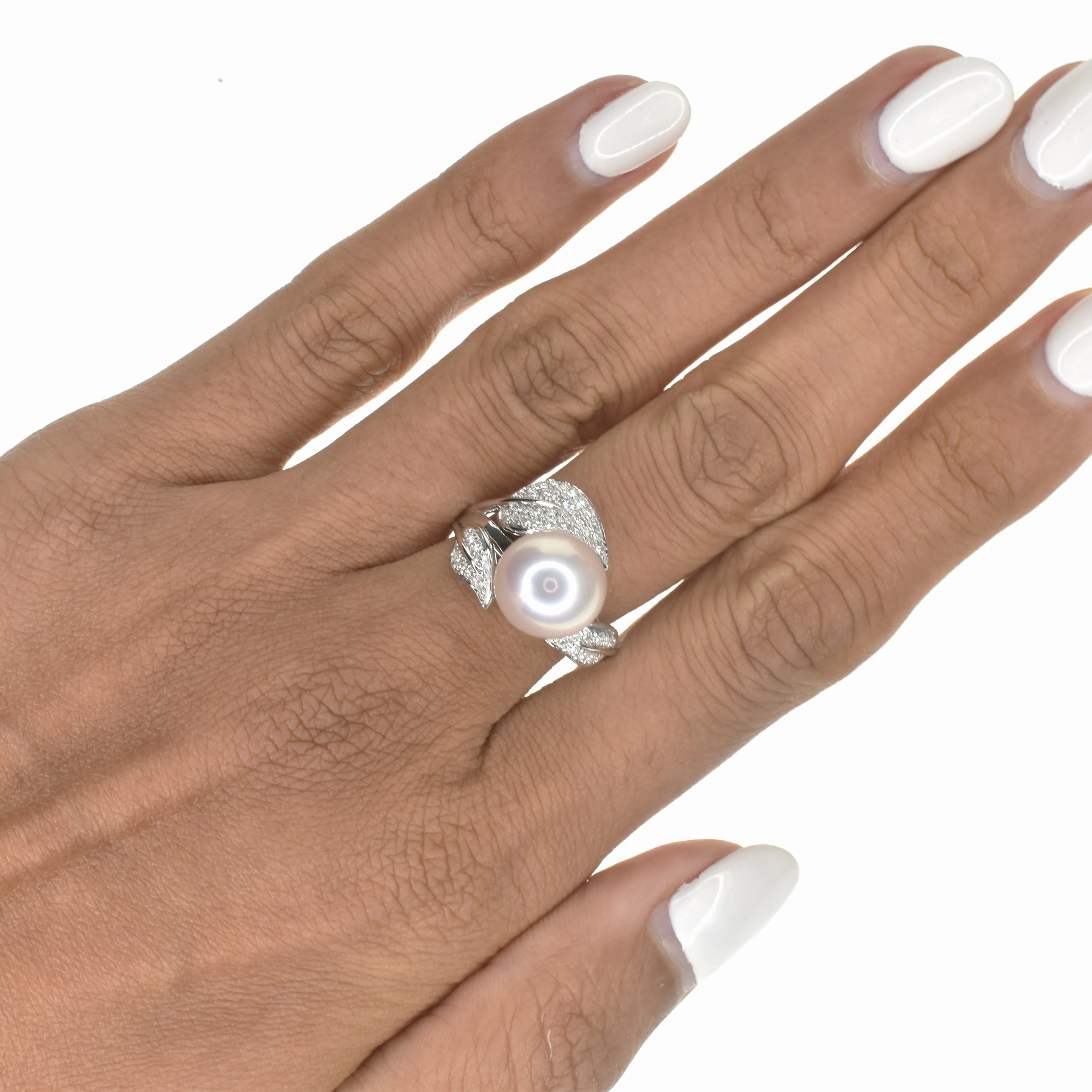 Leaf Inspired South Sea Pearl ring