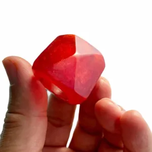 Lush Red Resin Chunky Ring Faceted Pyramid