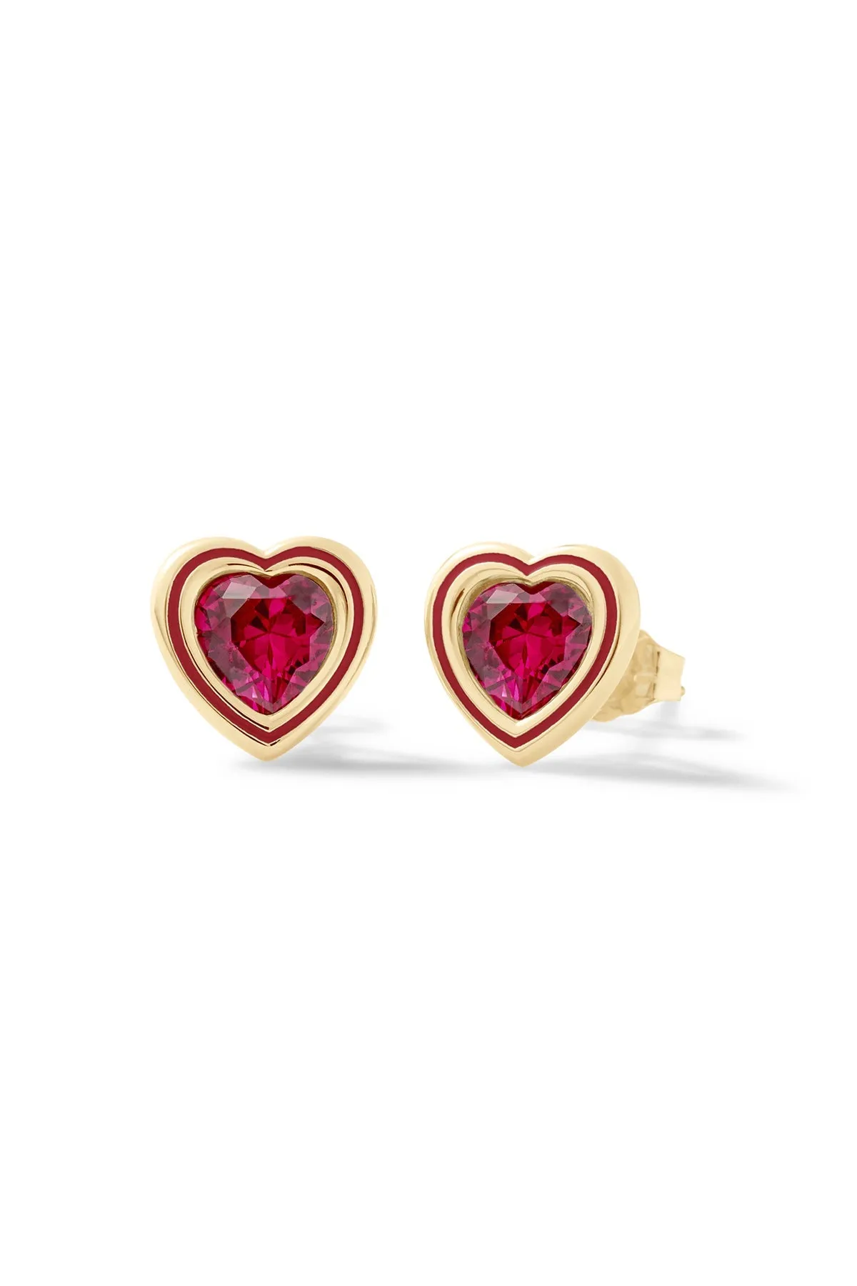 Madison Heart Bezel Stud Earrings - In Stock