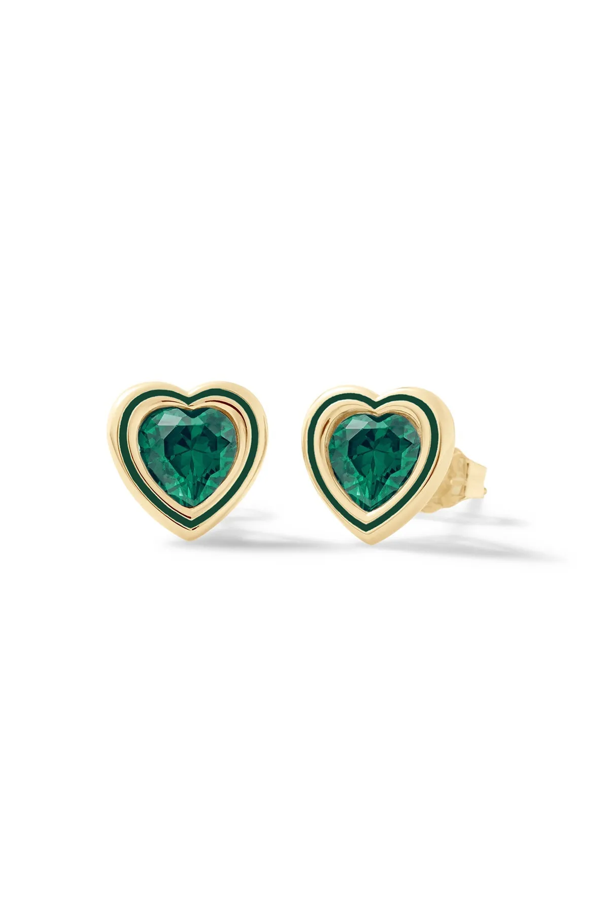 Madison Heart Bezel Stud Earrings - In Stock