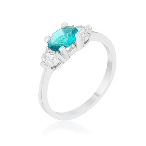 Mariah 1.2ct CZ Rhodium Aqua Simple Classic Ring