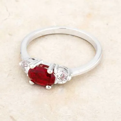 Miranna 1.2ct Garnet CZ Rhodium Classic Oval Ring