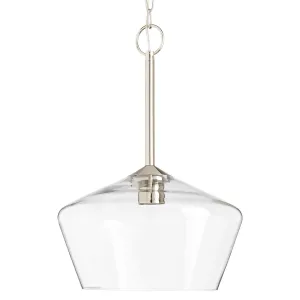 Morbelle Pendant - Polished Nickel - Clear Glass - 14in. Diameter - E26 Medium Base