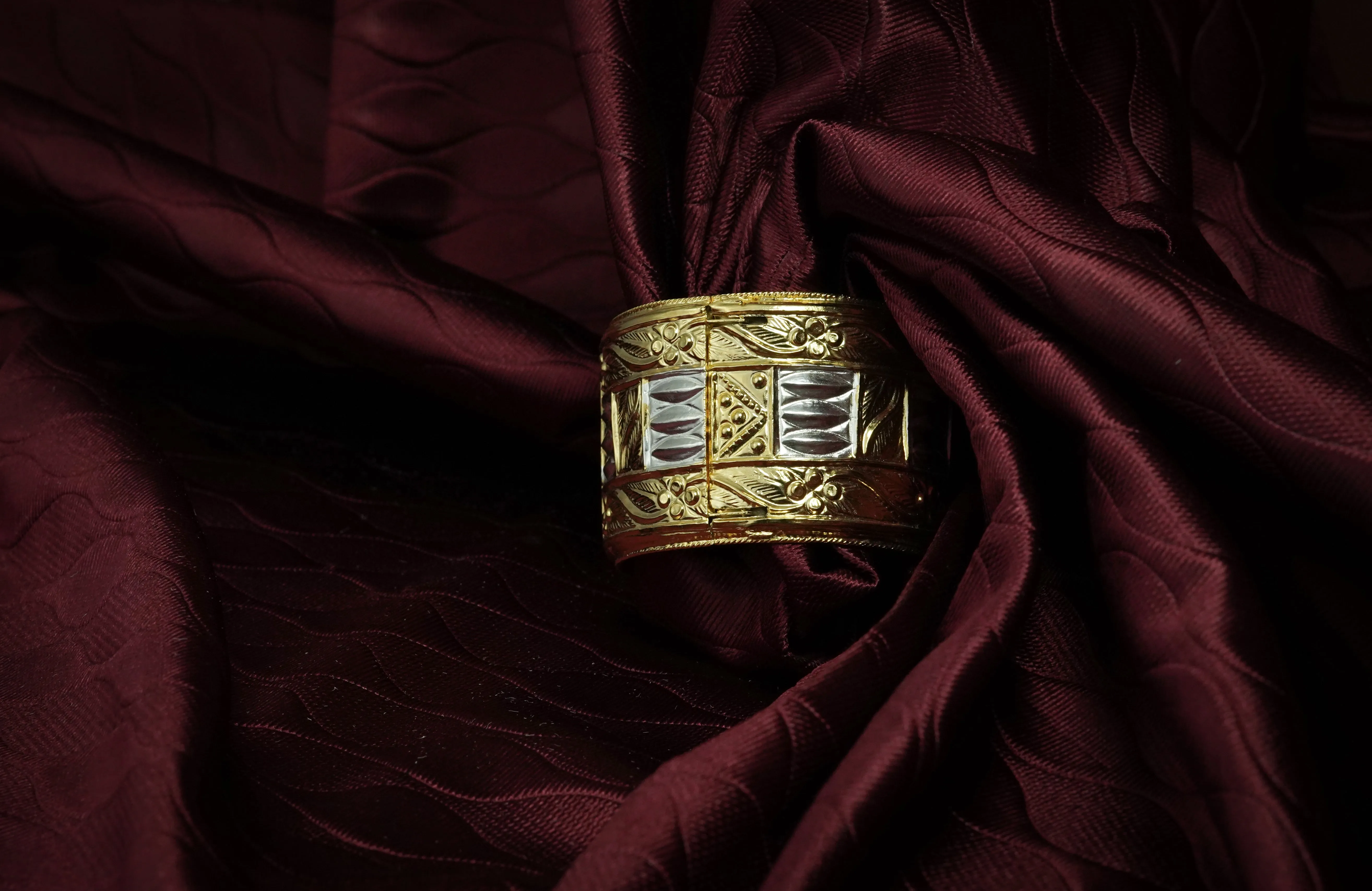 Muthi Kharu Bangle with Gold and Silver Tone - Assamese Traditional Jewelry