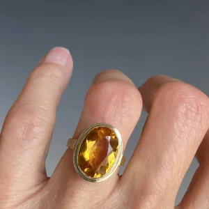 Natural Oval Cut Citrine Solitaire 14k Gold Vermeil Cocktail Rings