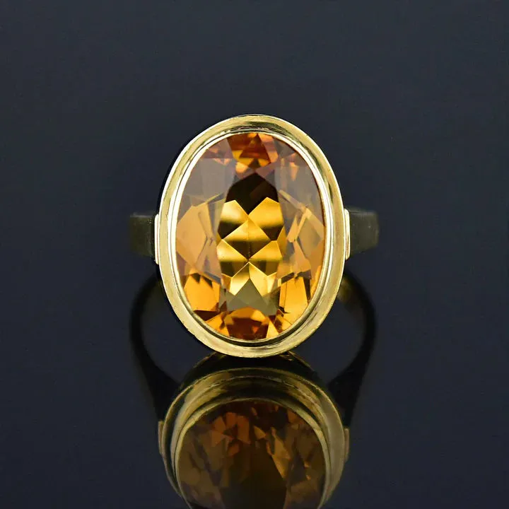 Natural Oval Cut Citrine Solitaire 14k Gold Vermeil Cocktail Rings