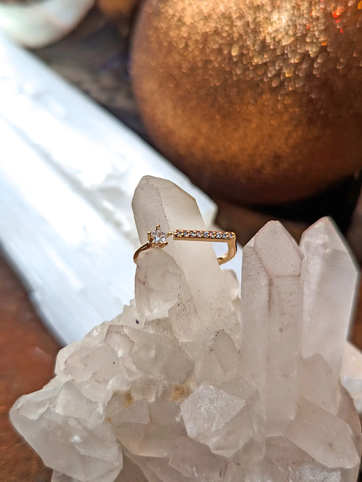 Nuance Dainty Crystal Bar Ring