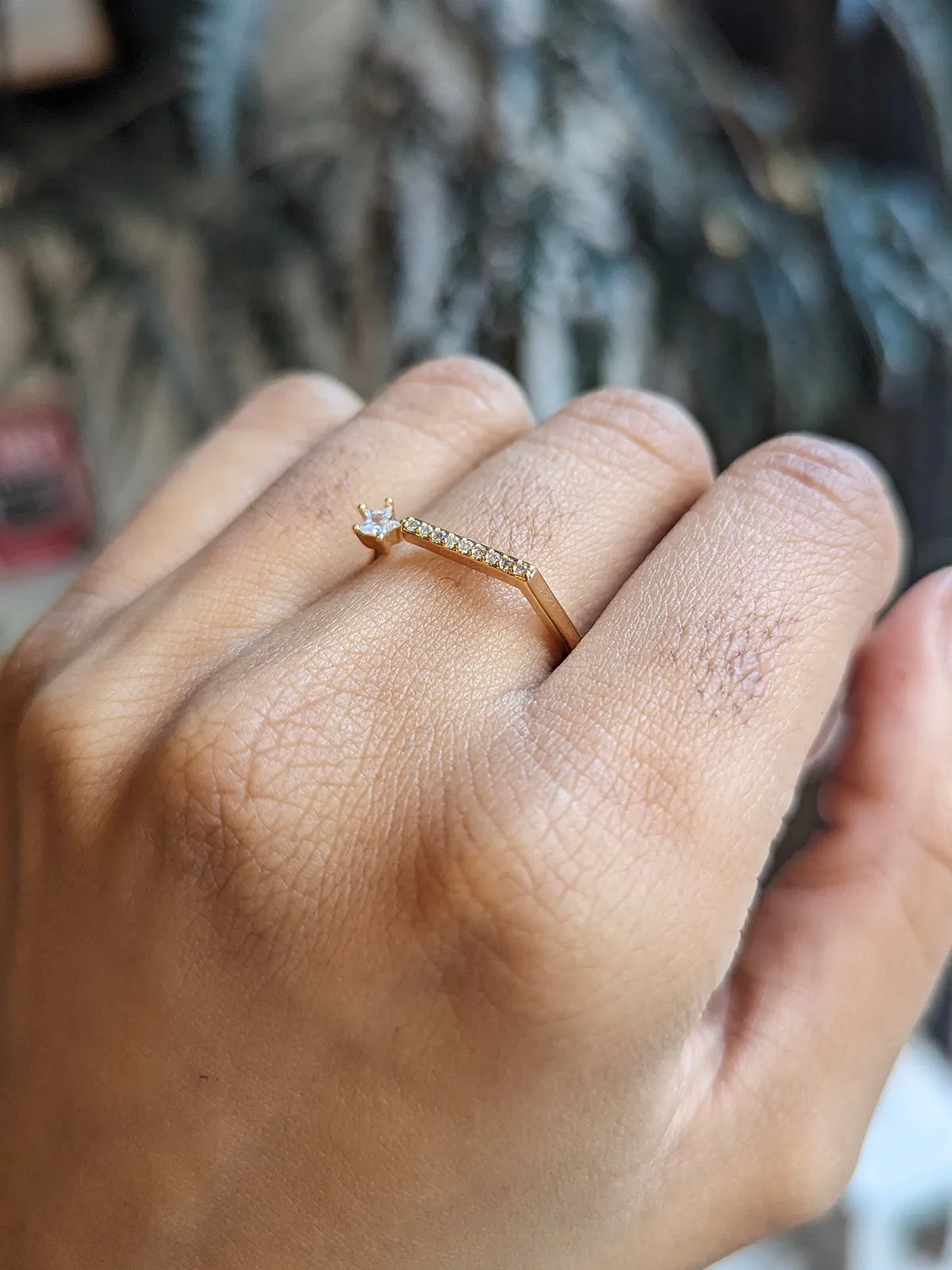 Nuance Dainty Crystal Bar Ring