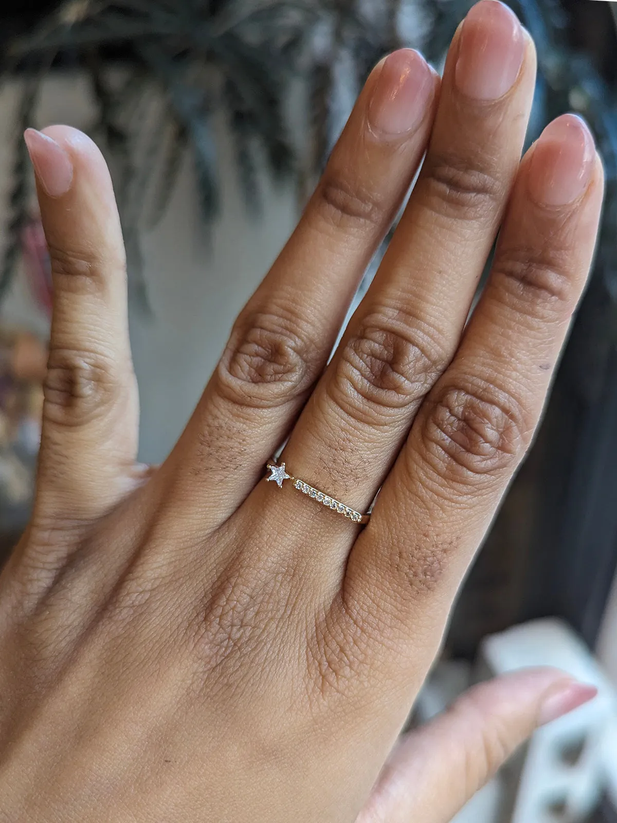 Nuance Dainty Crystal Bar Ring