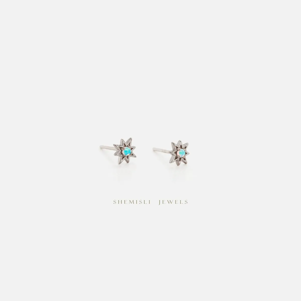 Opal Star Stud Earrings with Butterfly Backing, Gold, Silver SHEMISLI - SS203