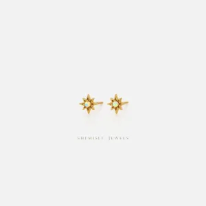 Opal Star Stud Earrings with Butterfly Backing, Gold, Silver SHEMISLI - SS203