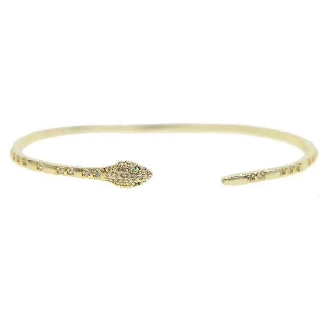 Open ended serpentine shaped cuff bangle bracelet