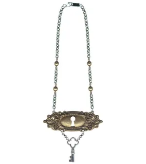 Ornate Keyhole with Key Drop Necklace by Classic Hardware